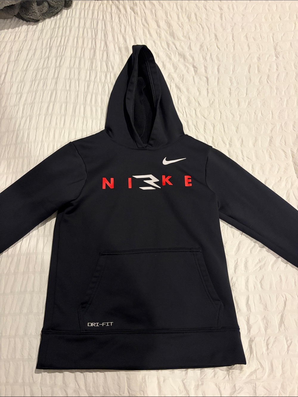 Nike Black Hoodie with Red Logo and White Swoosh